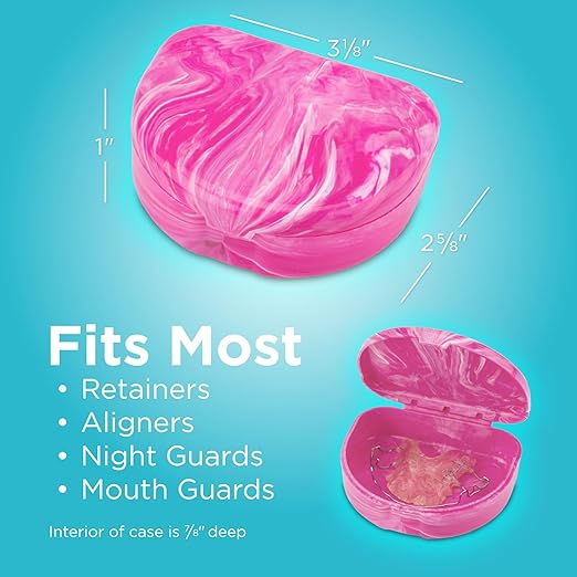 Practicon Brights Marbled Retainer Cases, Assorted Colors, 24 Pack