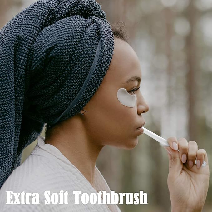 DI QIU REN 4Pcs Extra Soft Toothbrush, Ultra Soft-bristled Adult Toothbrush Micro-Nano 20000 Floss Bristle Good Cleaning Effect for Sensitive Teeth Oral Gum Recession (2 White & 2 Black)