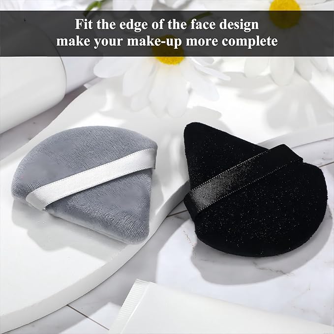 Maitys 12 Pieces Powder Puff Triangle Face Makeup Cosmetic for Loose Powder Soft Body Washable Reusable Foundation Sponge Mineral Wet Dry Makeup Tool for Women(Small,Black, Gray)