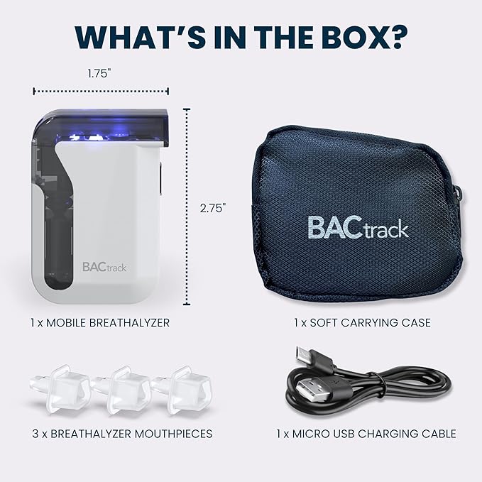 BACtrack Mobile Smartphone Breathalyzer | Professional-Grade Accuracy | Wireless Smartphone Connectivity | Compatible w/ Apple iPhone, Google & Samsung Android Devices | Apple HealthKit Integration