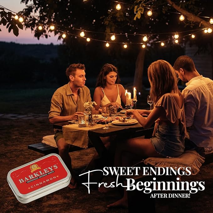 Barkleys Cinnamon Breath Mints -Strong Cool Cinnamon Candy, Breath Freshener, After Dinner Mints In Reusable Classic Travel Tins, Vegan, 6 Pack - 50 Count Each