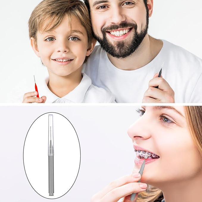 Patelai 100 Pieces Braces Brush for Cleaner Interdental Brush Toothpick Dental Tooth Flossing Head Oral Dental Hygiene Flosser Toothpick Cleaners Tooth Cleaning Tool (Classic Color)