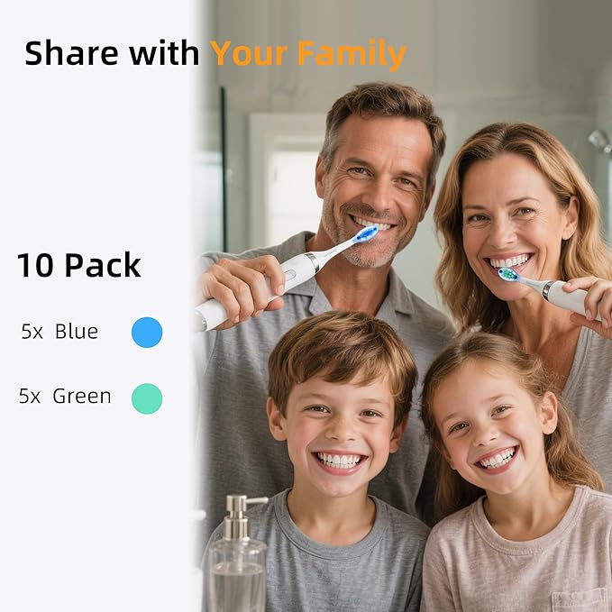 Plaque Control Replacement Heads for Philips Sonicare, Electric Toothbrush Replacement Heads for Adults, Soft Bristles, White 10 Pack