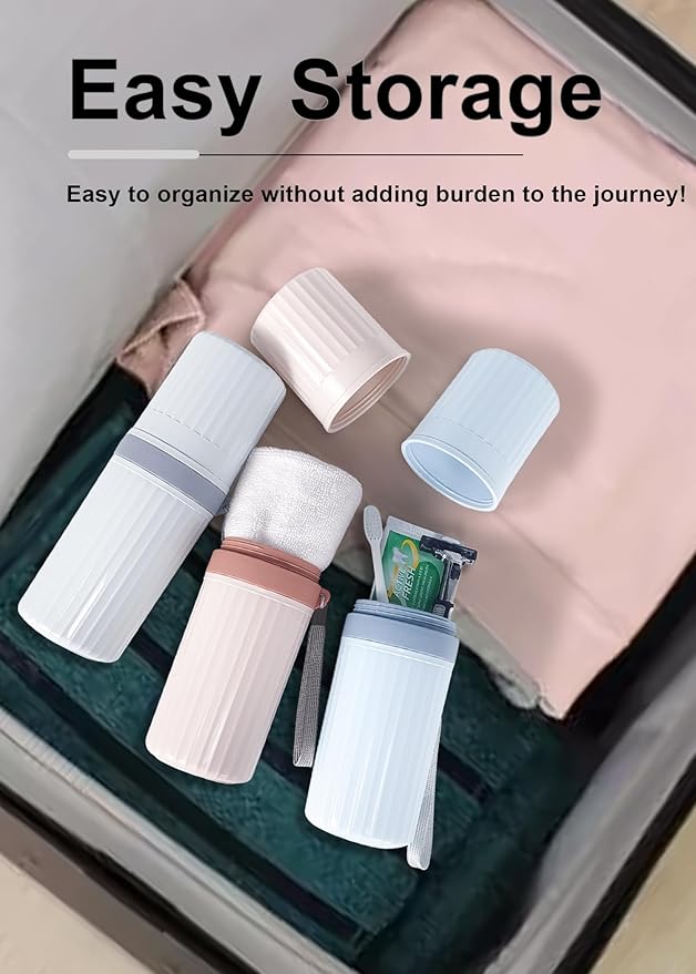 Toothbrush Travel Case, Blue Travel Toothbrush Cup Holder for Toothbrush and Toothpaste, Portable Travel Toothbrush Container for Traveling Camping Business School