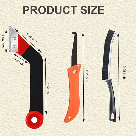 Grout Removal Tool Kit, 2 Tile Grout Saws with 6 Replacement Blades, Hand Grout Saw and 2 Cleaning Blades, 2 Brushes for Tile Gap Cleaning and Repair