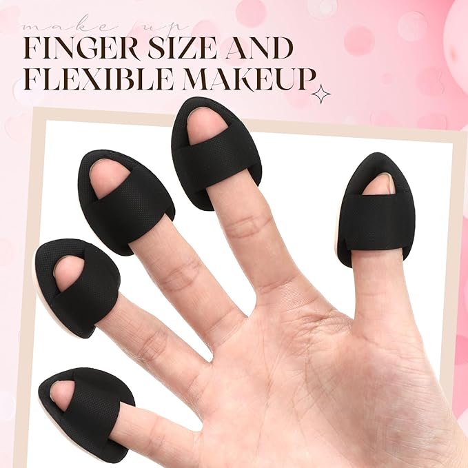 Gerrii 72 Pcs Finger Powder Puff Mini Makeup Sponge Soft Beauty Makeup Blender Puff for Foundation, Face Powder, Under Eye Setting, Concealer, Repair Cream, Cosmetic Tool(Pink,Black)