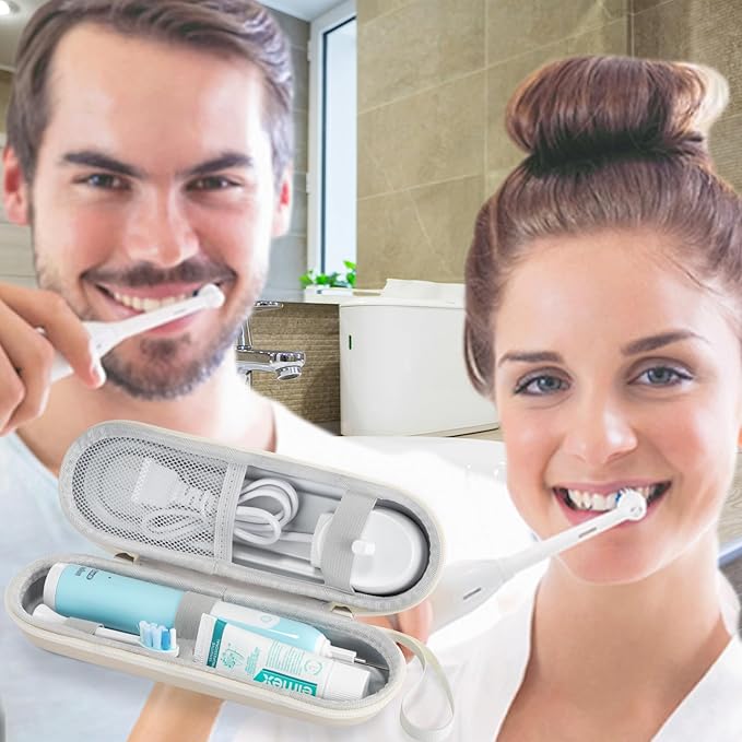 Toothbrush Travel Case for Oral B/Oral-B Pro 1000 1500 5000 7000 & Philips Sonicare 4100 1100 5300 5100 6100/iO Electric Toothbrush, Hard Protective Storage Bag (Starlight case&toothbrush cap)