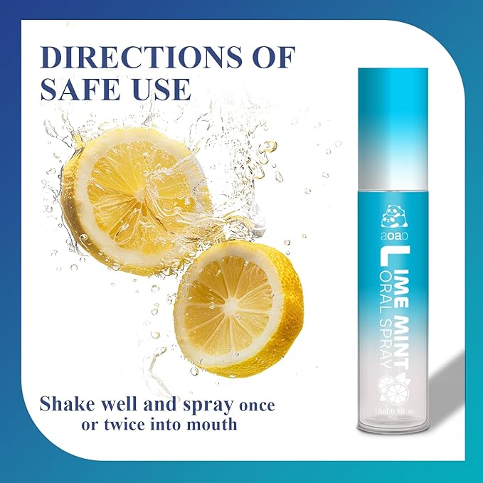 Oral Spray for Adults, Mouth Freshening Spray, Portable Peppermint Oral Freshener, Alcohol & Fluoride-Free Oral Care Mouth Spray, Travel, Dates, Office, Dry & Bad Breath,0.5fl.oz (Blue/Pink)