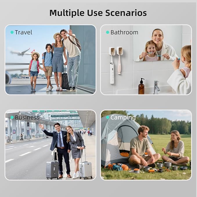 Travel Toothbrush Head Cover 2PCS, Electric Toothbrush Covers Caps, Ventilated Toothbrush Protectors Caps for Travel, Camping, Bathroom, Business, Grey