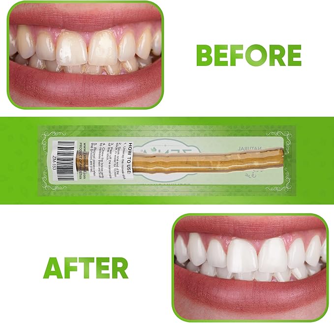 Zenia Sewak Natural Miswak Toothbrush - Vacuum Sealed Natural Flavor Traditional Peelu Toothbrush Stick - for Healthy Gums, Teeth, and Fresher Breath (Pack of 3)