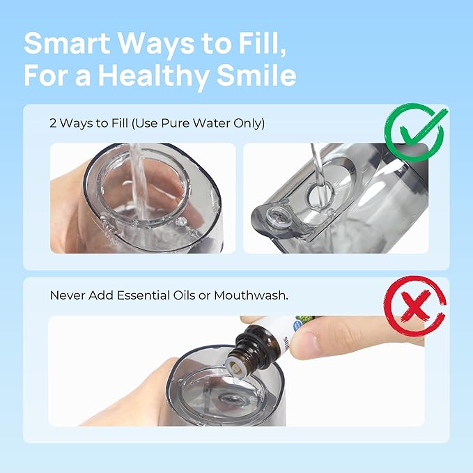 Operan Cordless Water Flossers for Teeth, 300ML Rechargeable Oral Irrigator with 4 Modes & 4 Nozzles, Portable Water Flossers for Adults, IPX7 Waterproof for Home and Travel, Black,01Pack