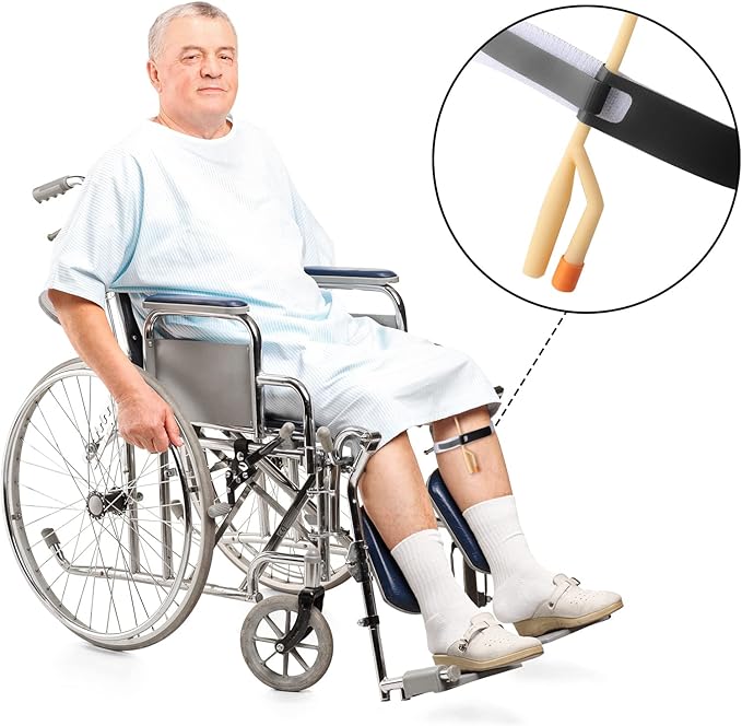 4 Pieces Catheter Supplies Foley Catheter Stabilization Device Holder Urinary Legband Leg Strap Tube Holder Anti Slip Anti Irritation Silicone Grip (Black)