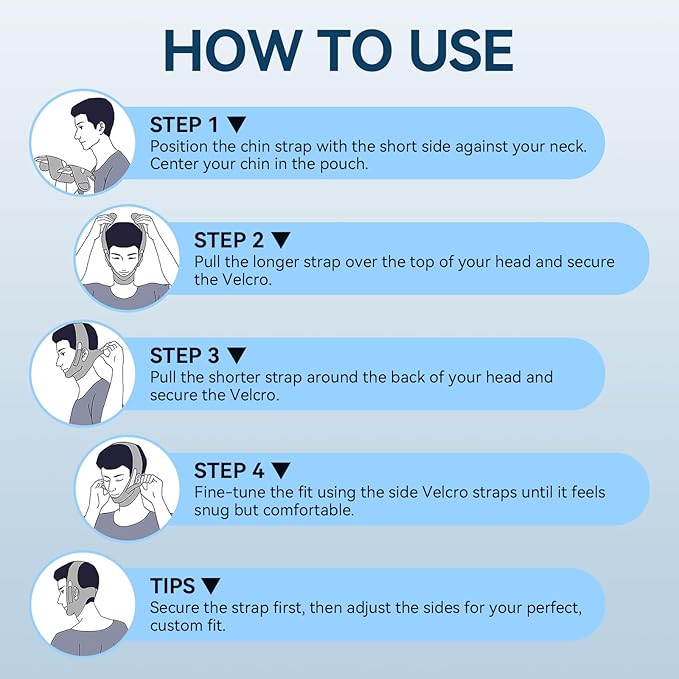 Chin Strap for Sleeping & Nighttime Support - Gently Keeps Mouth Closed to Promote Nasal Breathing for a More Restful Night, biack