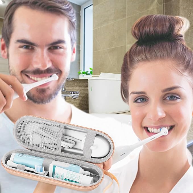 TYSORETY Toothbrush Travel Case for Oral B/Oral-B Pro 1000 1500 5000 7000 & Philips Sonicare 4100 1100 5300 5100 6100/iO Electric Toothbrush, Hard Protective Storage Bag (Gold)