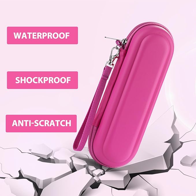 Toothbrush Travel Case for Oral B/Oral-B Pro 1000 1500 5000 7000 & Philips Sonicare 4100 1100 5300 5100 6100/iO Electric Toothbrush, Hard Protective Storage Bag (Pink case with toothbrush cap)