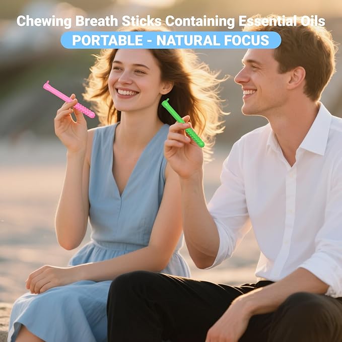 3Pcs Essential Oil Breath Stick for Fresh Breath – Reusable Aromatherapy Breath Stick with 9 Replacement Cores, Portable for Travel, Office(Green)