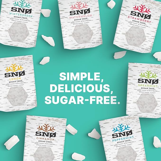 Wintergreen Xylitol Candy Chips - SNØ 1LB Bag - Handcrafted w/ONLY 2 Ingredients | Diabetic-friendly, Non-GMO, Vegan, Keto, GF & Kosher | Purest sugar-free candy in the world!