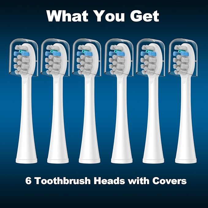 6 Pack Toothbrush Replacement Heads Compatible with WaterPik Sonic Fusion 2.0, FitMount Flossing Brush Head Fit for Water-Pic SF-01W SF-02W and 2.0 SF-03 SF-04