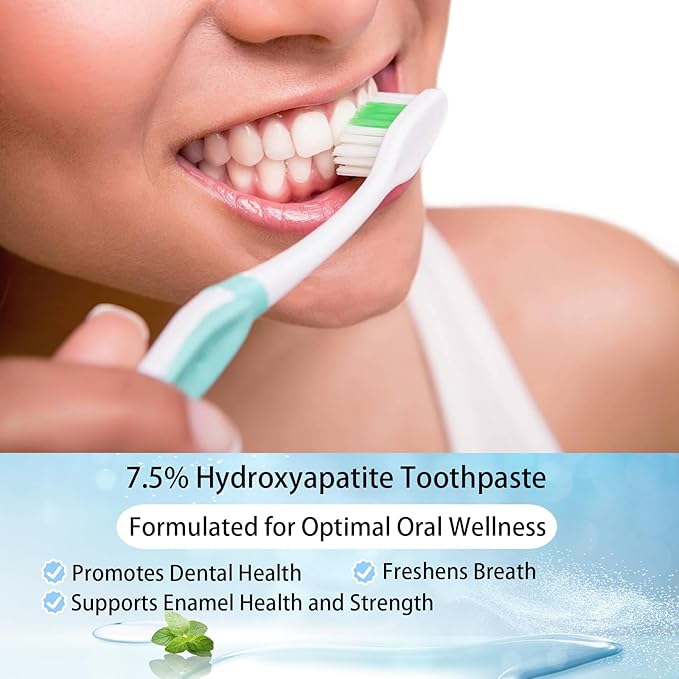 Hydroxyapatite Toothpaste 7.5, Fluoride-Free Toothpaste for Enamel Protection and Tooth Strengthening, Breath Freshening | Mild Mint | Deep Cleaning Care Toothpaste for Sensitive Teeth 4.23oz (2pcs)