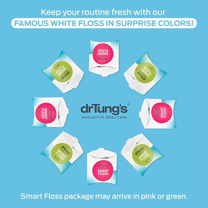 DrTung's Smart Floss - Natural Floss, PTFE & PFAS Free Floss, Gentle on Gums, Expands & Stretches, BPA Free - Natural Dental Floss Cardamom Flavor (Pack of 11)