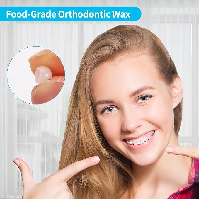 Orthodontic Wax 120 Pack, Easy to Mold Braces Wax, Dental Wax Long-Lasting Hold, Portable and Easy to Tear,Food Grade Relief Wax for Home Travel Office (Strawberry)