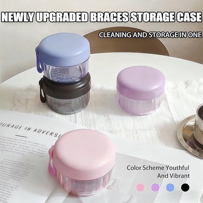Denture Case, Leak-Proof Denture Bath Cup for Travel, Large-Capacity Denture Storage Cup, Comprehensive Cleaning Kit for Dentures, Retainers and Night Guards