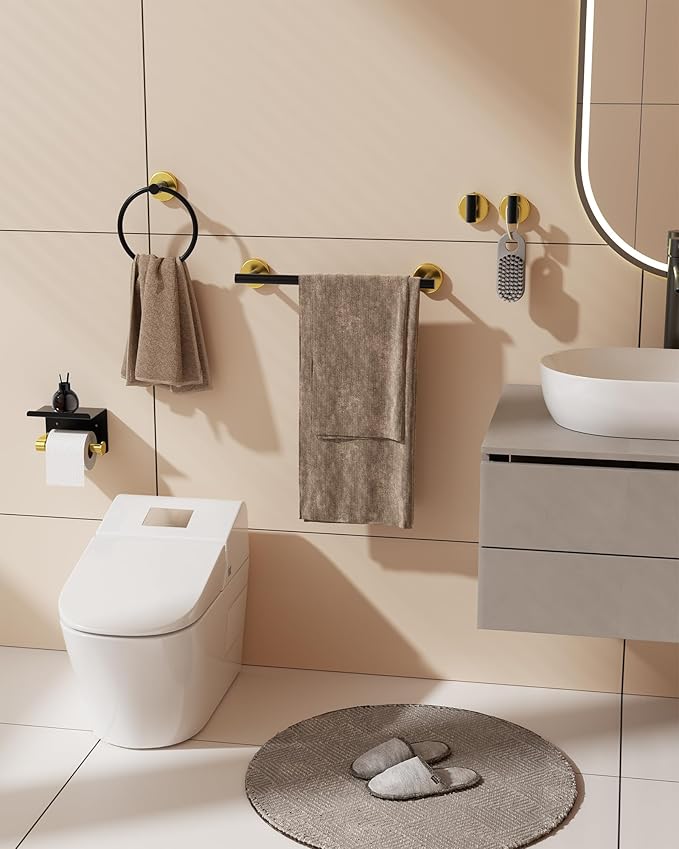 Bathroom Hardware Set 10 Pieces,Towel Bar Set Bathroom Accessories with 16'' Towel Bar Towel Ring Toilet Paper Holder and Towel Hooks