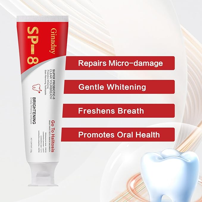 SP-8 Probiotic Ultra Whitening Toothpaste, Deep Cleaning Care Fresh Breath with Probiotic Oral Microbiot. (1 Pcs)