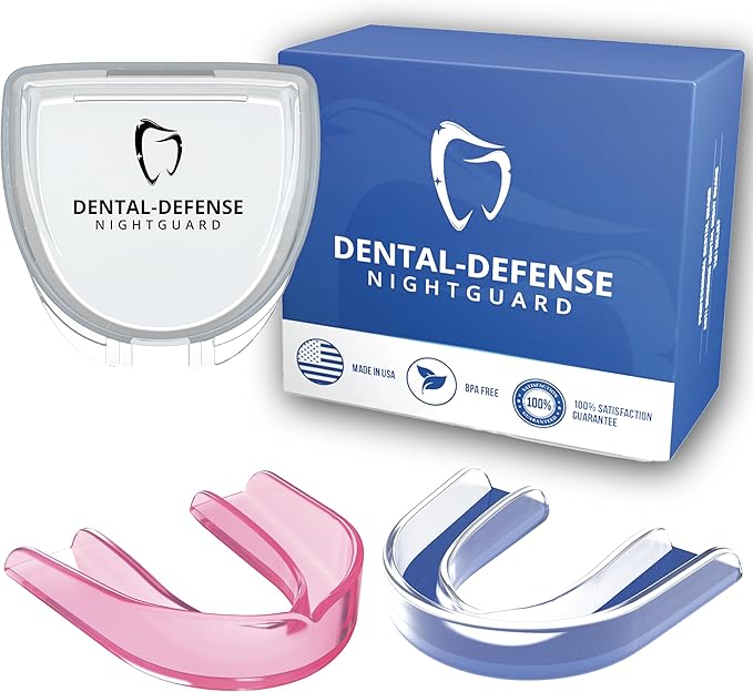 Mouth Guard for Grinding Teeth at Night, Dental Guard for Sleeping at Night, Night Guard for Bruxing and Clenching, Nighttime Protection for Teeth, Premium Tech and Pink Comfort 2 Pack