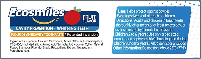 Fluoride Kids Low Foaming Cavity Repair Toothpaste with Hydroxyapatite, Xylitol for Sensitive Teeth, Cavity Prevention, SLS-Free, Safe for Toddlers, Anticavity, Non-Toxic Fruit, 3.52oz