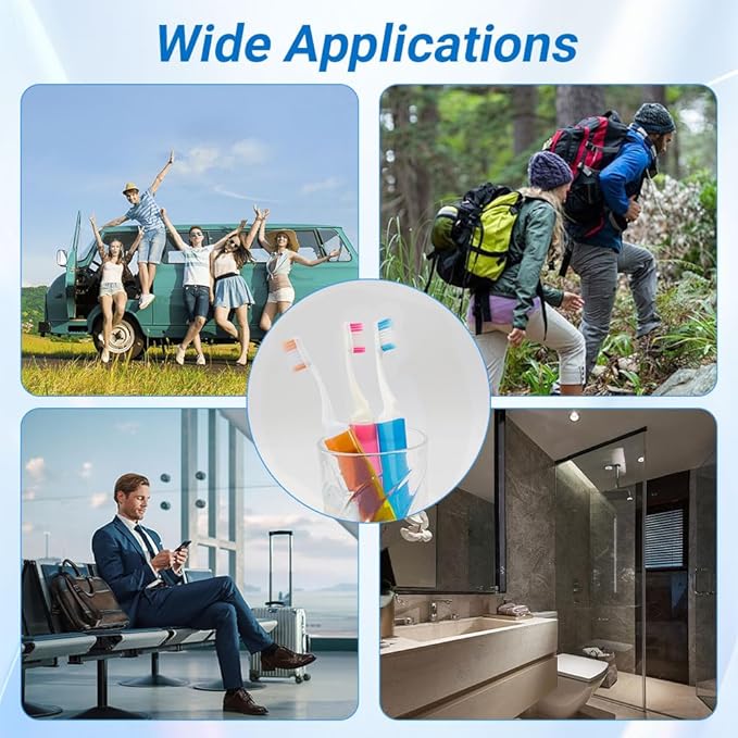 Travel Toothbrush 4PCS Travel Toothbrush Set Mini Toothbrushes Small Tooth Brush Portable Travels Size Toothbrushes Folding Traveling Tooth Brush with Case Individually Wrapped for Home Camping Hiking