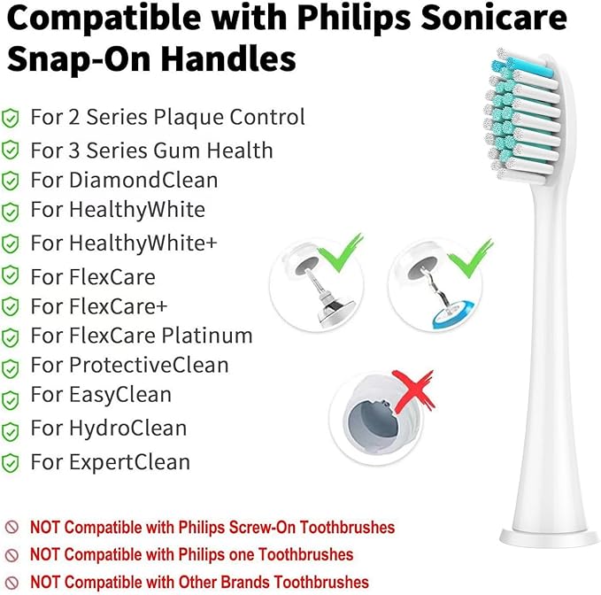 SYSMIC Replacement Toothbrush Heads Compatible with Philips Sonicare Electric Toothbrush 8 Pack