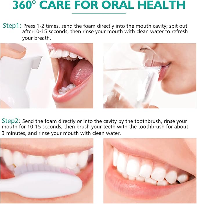 Foam Toothpaste, Teeth Whitening Toothpaste with Fluoride, Ultra-fine Mousse Foam Deeply Cleaning Gums,Stain Removal, Travel Friendly, Easy to Use, Oral Care-Toothpaste Replacement.
