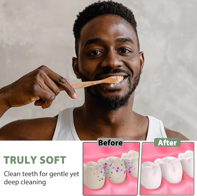 8 Count Biodegradable Bamboo Toothbrushes - Natural Toothbrush Value Pack - Extra Soft Toothbrush for Adults, Good for Sensitive Teeth and Gums
