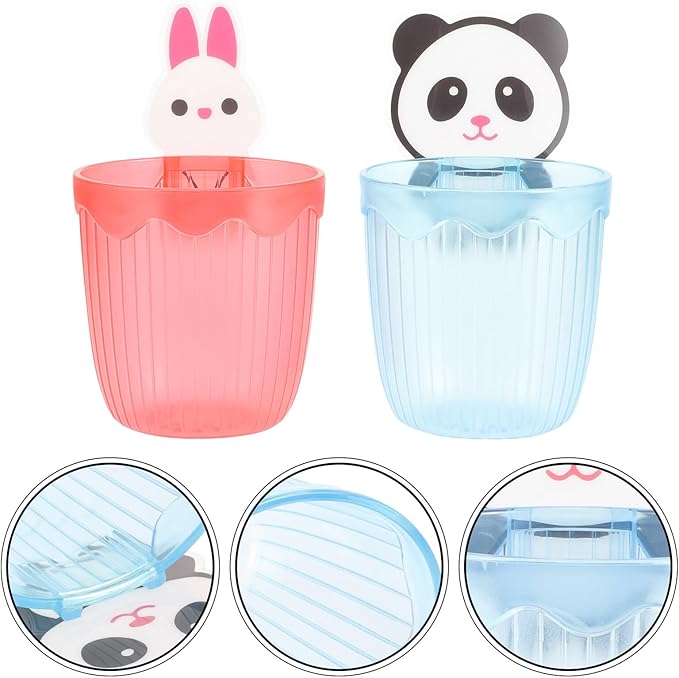 ABOOFAN 2Pcs Wall-Mounted Toothbrush Holder Plastic Storage Stand for Bathroom Hollow Design for Fast Drying and Easy Cleaning Home Organizer in Rose Red and Sky Blue