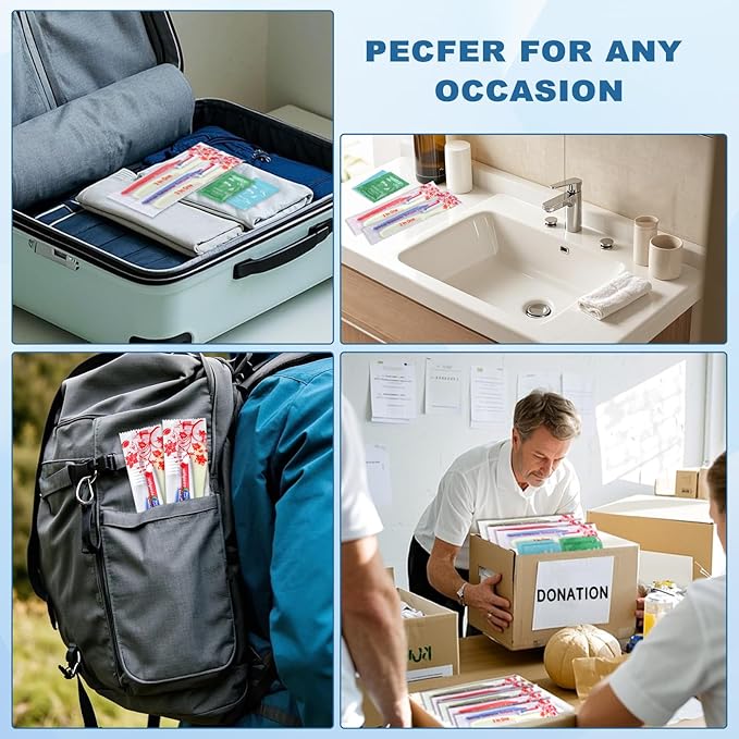 Bulk Hygiene Kits for Homeless,Disposable Toothbrushes with Toothpaste and Comb for Homeless Individually Wrapped,Basic Toiletry Kits Travel Size Shampoo And Body Wash For Hotel,Air Bnb Charity(40)