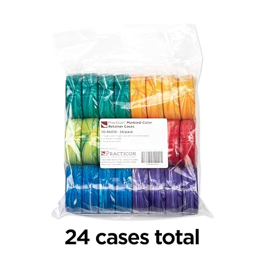 Marble Retainer Cases with Labels, Assorted Colors, 24 Pack