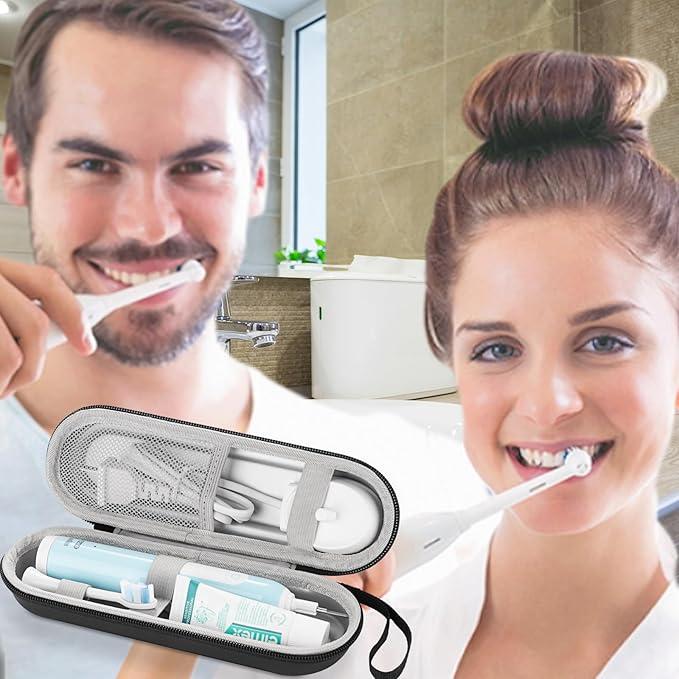 TYSORETY Toothbrush Travel Case for Oral B/Oral-B Pro 1000 1500 5000 7000 & Philips Sonicare 4100 1100 5300 5100 6100/iO Electric Toothbrush, Hard Protective Storage Bag (Black)
