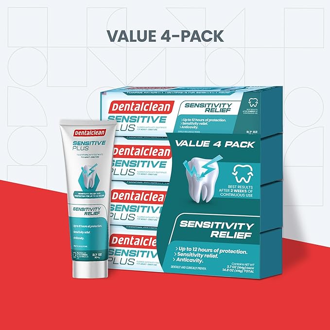Pack of 4 Toothpaste Gel - Sensitivity Relief - Mild Mint Flavor - Protects Teeth and Reduces Sensitivity - 3.7 oz 104g