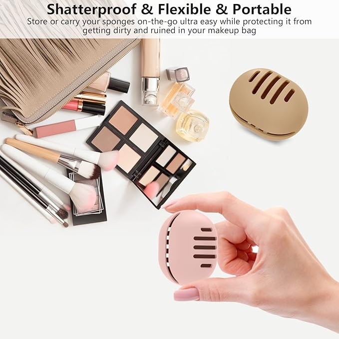 Makeup Sponge Holder, Dual-Vented Silicone Beauty Blender Holder for Travel, Shatterproof Make Up Sponge Travel Case for All Sponges Sanitary Carry, Mint Green