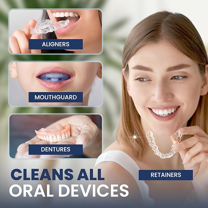 RAD FRESH – Natural Mouth Guard Cleaner with Food-Grade Hydrogen Peroxide, Easy-to-Use, No-Rinse Formula for Retainers, Aligners, Dentures & More – 2 Pack, 3.4 oz