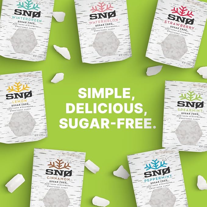 Spearmint KETO Xylitol Candy Chips (6-Pack) - SNØ 1.5oz Tin - Sugar-Free Candy With Only 2 Ingredients | Low Carbs, Diabetic-Friendly, Non-GMO, Vegan, GF & Kosher | Purest candy in the world!