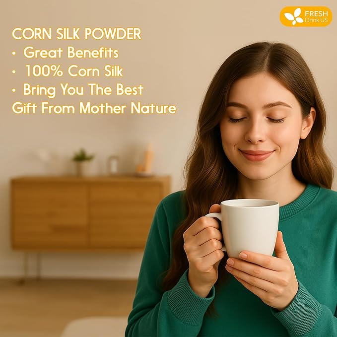 FreshDrinkUS, Corn Silk Powder 8oz β Premium Herbal Ingredient, Pure Ground Corn Silk for Tea, Smoothies & Culinary Use β Resealable Pouch