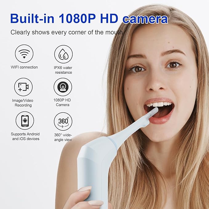 Electronic Tonsil Stone Remover with Camera, Tonsil Stone Removal Kit, 3 Suction Levels, Tonsil Stone Vacuum, Oral Care for Mouth Health, USB Rechargeable(Blue)