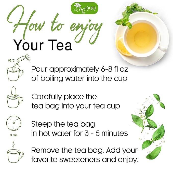 TOG999, Premium 60 Moringa Leaf Tea Bags, 100% Natural & Pure, Loose Leaf Moringa Herbal Tea. No Sugar, No Caffeine, No Gluten, Vegan.