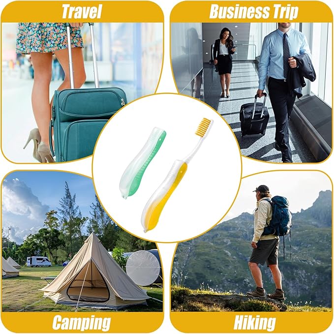 2 Packs Travel Toothbrushes, Portable Foldable Toothbrush Travel, Soft Medium Bristles Small Toothbrush for Camping Hiking Traveling School