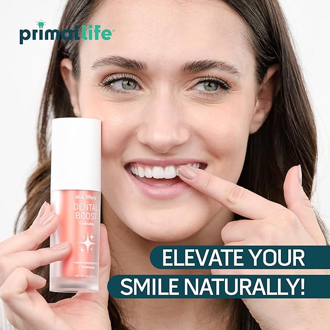Primal Life Organic Real White Dental Boost – Natural, Organic Teeth Whitener – Peroxide Free – Nano-Hydroxyapatite Paste