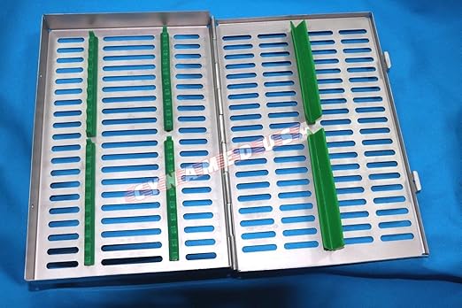 German Stainless 5 Dental Sterilization Cassette Rack Tray Box for 20 Instruments Set of 5 Color