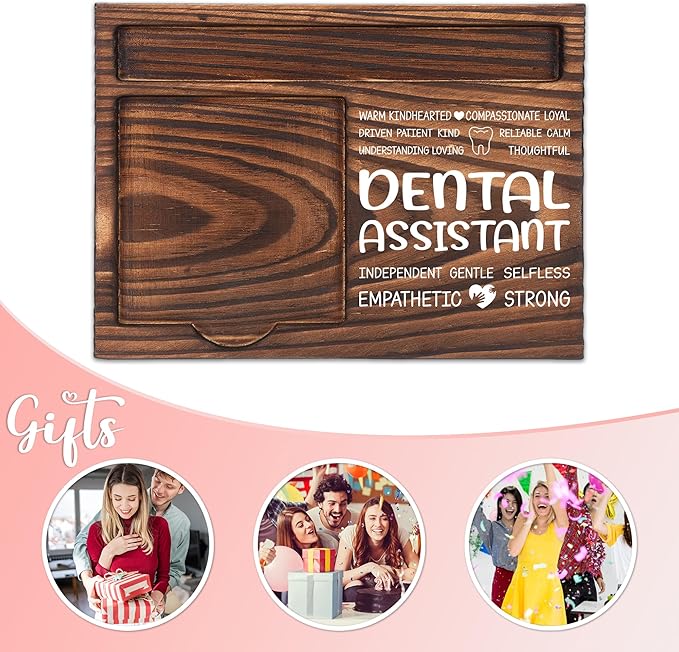 Dental Assistant Appreciation Gifts, Thank You Gift for Dental Nurse, Office Coworkers Staff Appreciation Gifts, Sticky Note Holder Wooden Notepad & Pen Holder 6.5" x 4.7" - FTA262