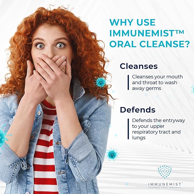 ImmuneMist™ Oral Cleanse - Iodine Throat Spray for Cold & Flu Relief - Oral Sore Throat Spray for Cough, Cleansing Against Bacteria, Germs, Viruses - Immune Support up to 250 Doses - Made in The USA